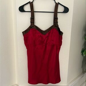 Ivy Jane Red Camisole with Brown Straps